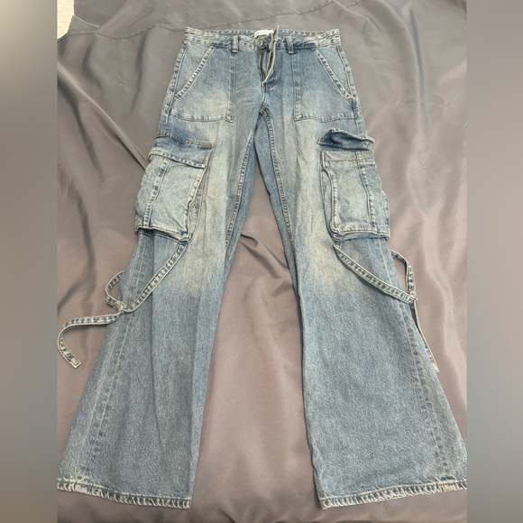 Zara Wide Leg Cargo Jeans - Picture 1 of 4